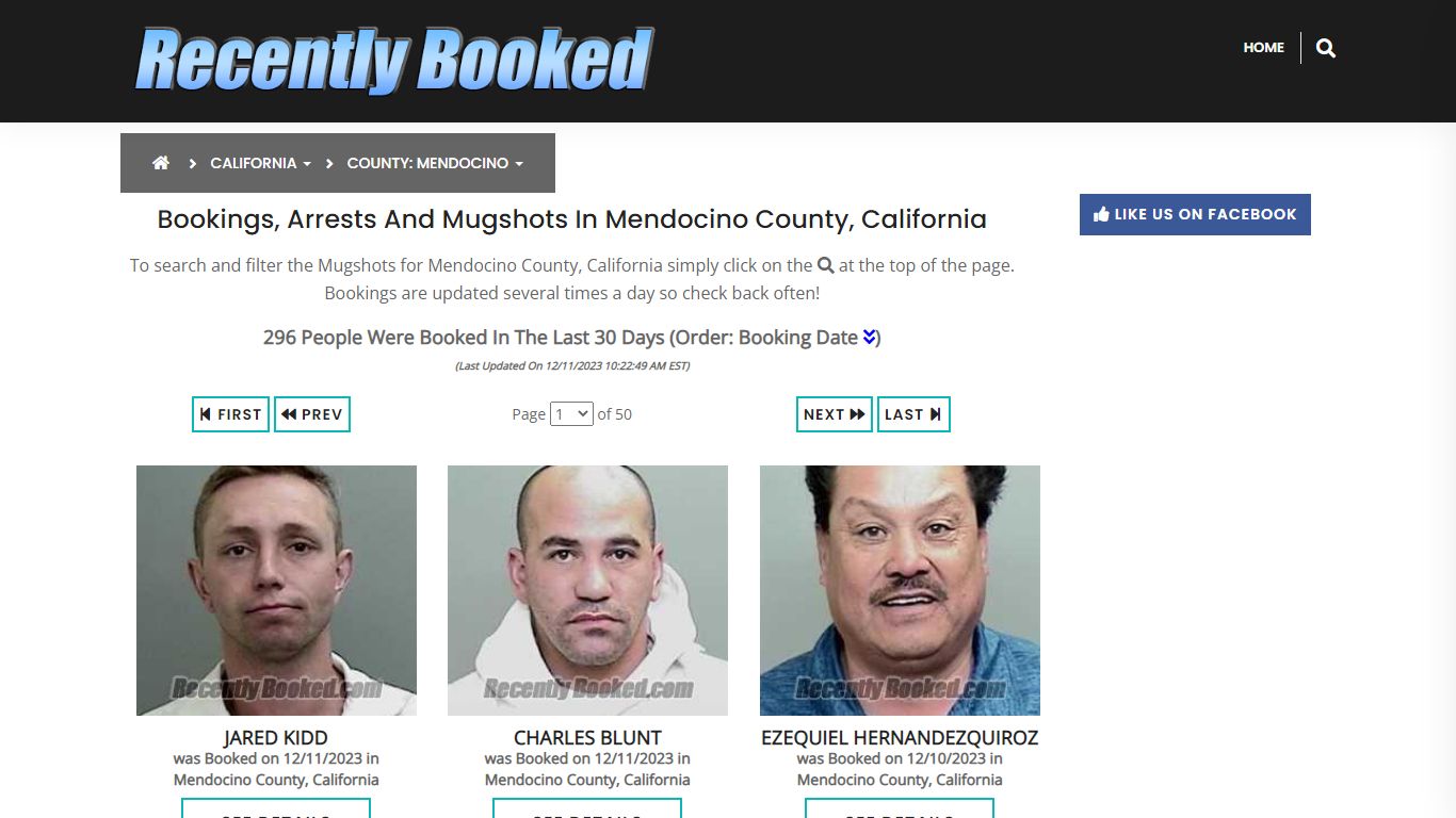 Recent bookings, Arrests, Mugshots in Mendocino County, California